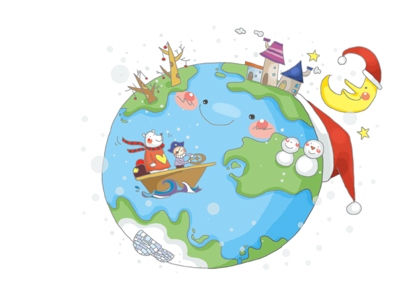 Transparent Earth Christmas Cartoon Area Globe for Christmas