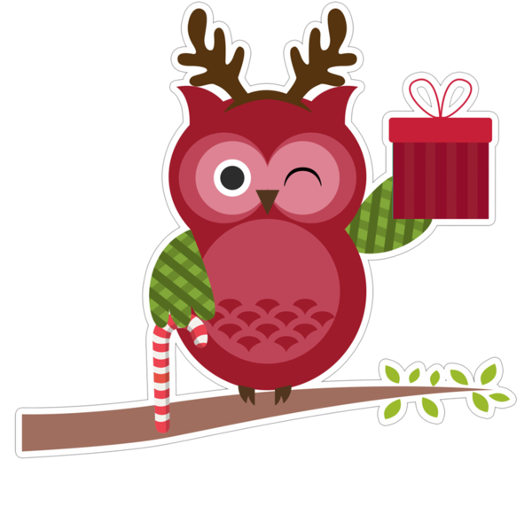Transparent Christmas Day Santa Claus Christmas Tree Owl Bird for Christmas