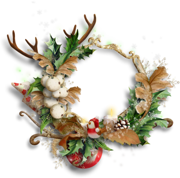 Transparent Ded Moroz Santa Claus Christmas Day Wreath Holly for Christmas