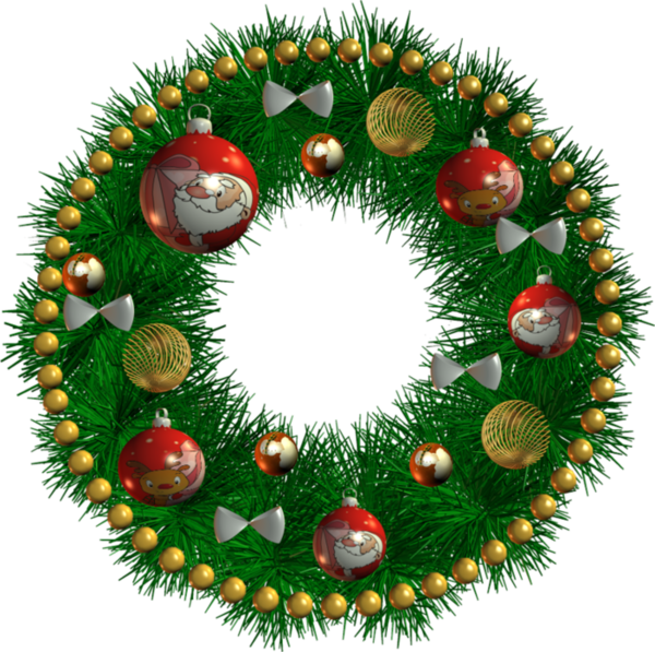 Transparent Christmas Ornament Wreath Santa Claus Fir Evergreen for Christmas