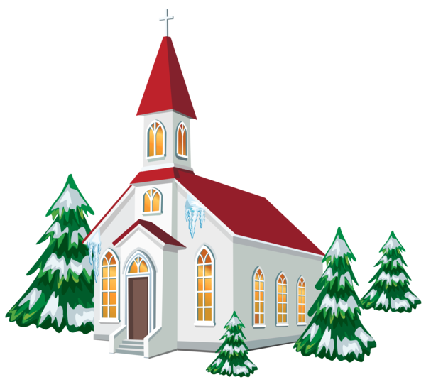 Transparent Church Christmas Chapel Fir Pine Family for Christmas