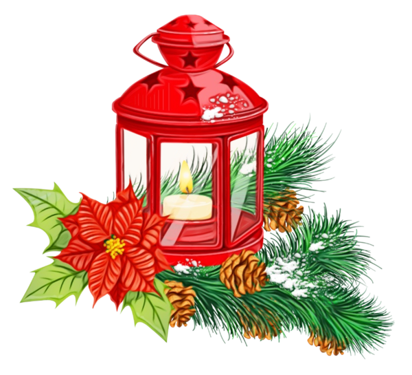 Transparent Lantern Christmas Day Vintage Christmas Fir Plant for Christmas
