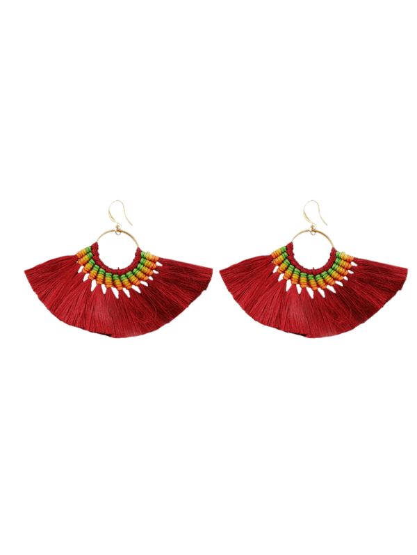 Transparent Earring Tassel Bohemia Earrings Red for Christmas