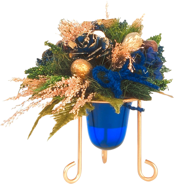 Transparent Floral Design Christmas Ornament Cobalt Blue Christmas Decoration for Christmas