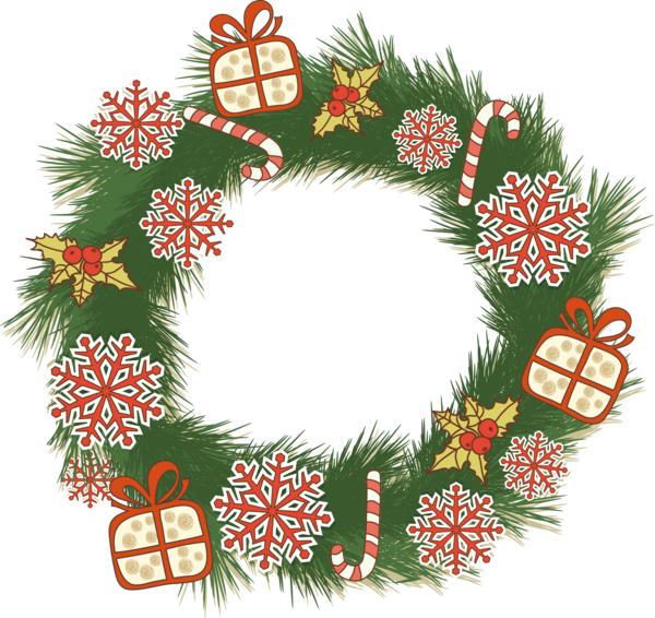 Transparent Wreath Christmas New Year Fir Pine Family for Christmas
