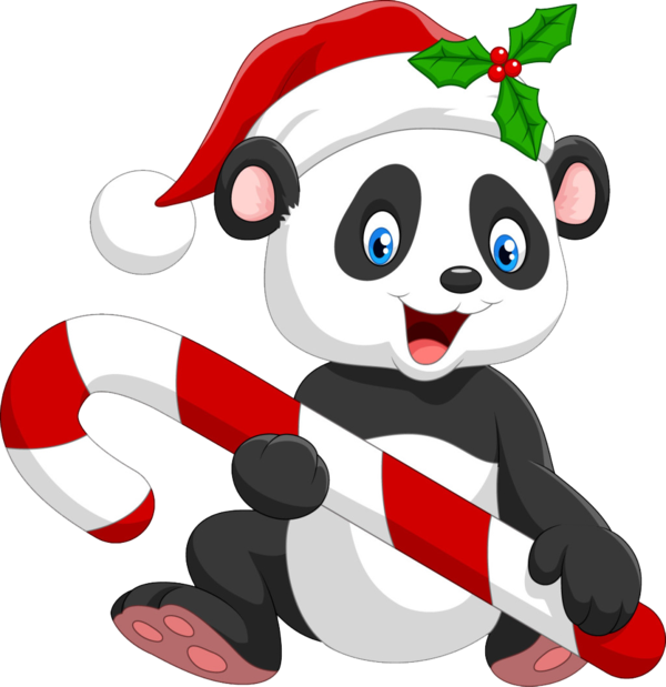 Transparent Giant Panda Santa Claus Candy Cane Christmas Ornament Technology for Christmas