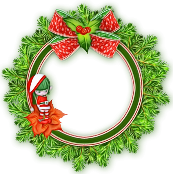 Transparent Borders And Frames Christmas Day Santa Claus Christmas Decoration Wreath for Christmas