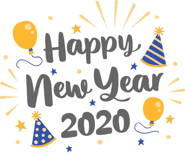 Transparent New Year 2020 Text Font Celebrating for Happy New Year 2020 for New Year