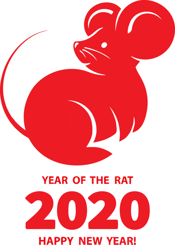 Transparent New Year 2020 Red Text Font for Happy New Year 2020 for New Year