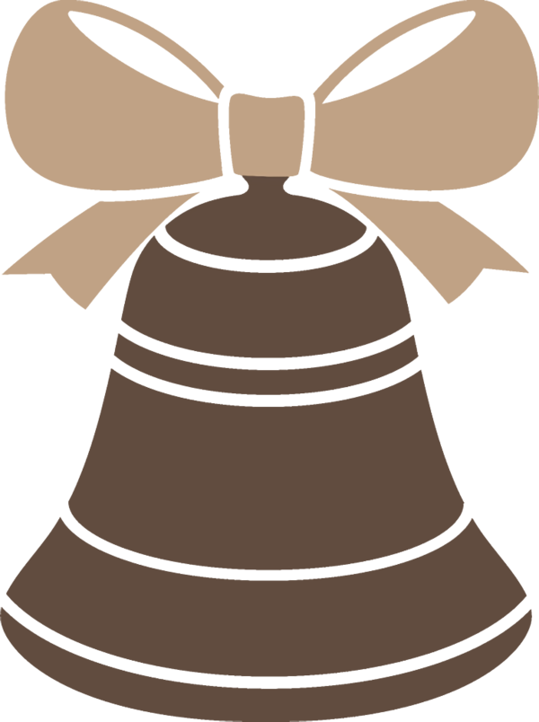 Transparent christmas Bell Beige Line art for Jingle Bells for Christmas