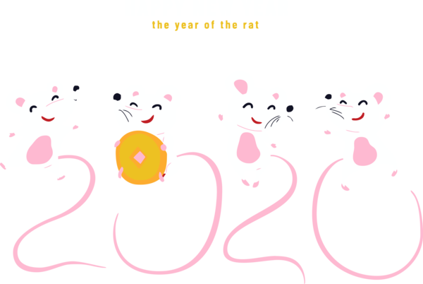 Transparent New Year 2020 Pink Text Heart for Happy New Year 2020 for New Year