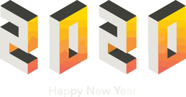 Transparent New Year 2020 Font Orange Text for Happy New Year 2020 for New Year