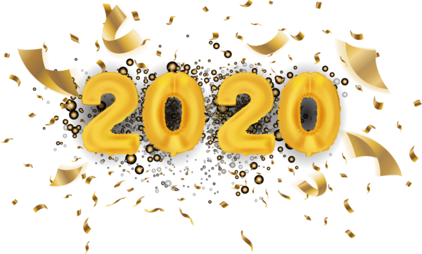 Transparent New Year 2020 Text Yellow Font for Happy New Year 2020 for New Year