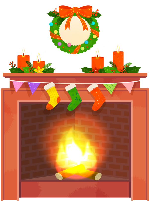 Transparent Fire Fireplace Flame Food Fruit for Christmas