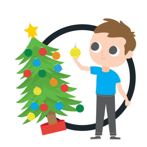 Transparent Christmas Ornament Cartoon Boy Sharing for Christmas