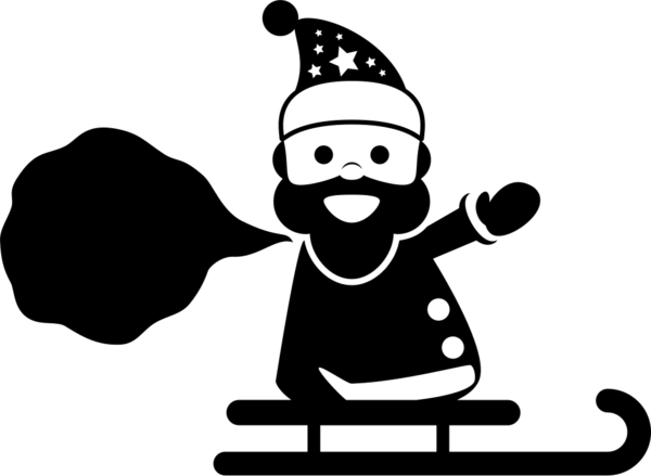 Transparent Santa Claus Reindeer Rudolph Black And White Line for Christmas