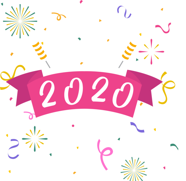 Transparent New Year 2020 Text Line Font for Happy New Year 2020 for New Year