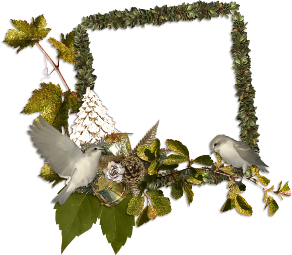 Transparent christmas Plant Leaf Bird for Christmas Border for Christmas