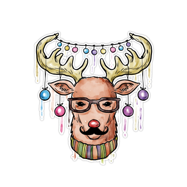 Transparent Deer Reindeer Tshirt Eyewear Head for Christmas