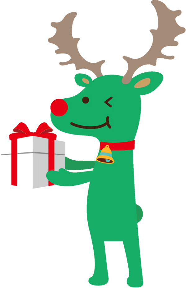 Transparent christmas Green Deer Cartoon for Reindeer for Christmas