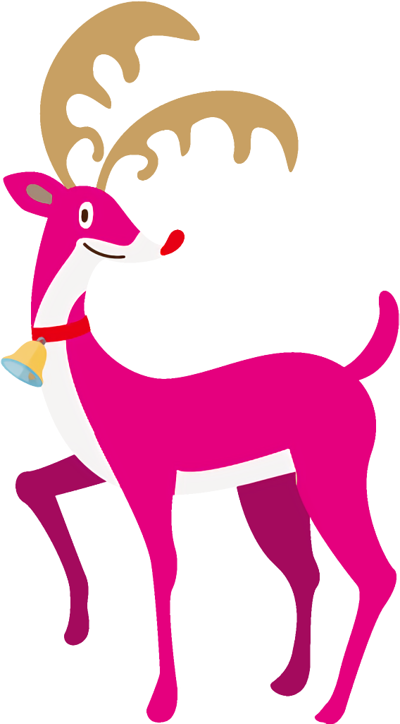 Transparent christmas Pink Deer Line art for Reindeer for Christmas