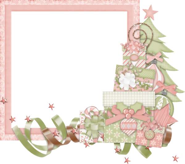 Transparent christmas Pink Picture frame Interior design for Christmas Border for Christmas