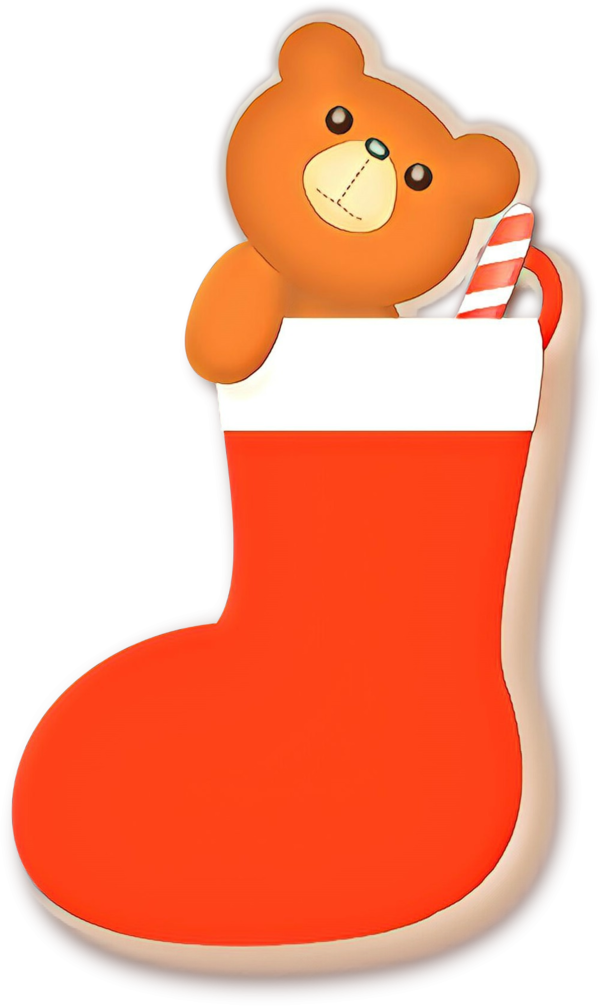 Transparent Cartoon Christmas Stocking Teddy Bear for Christmas
