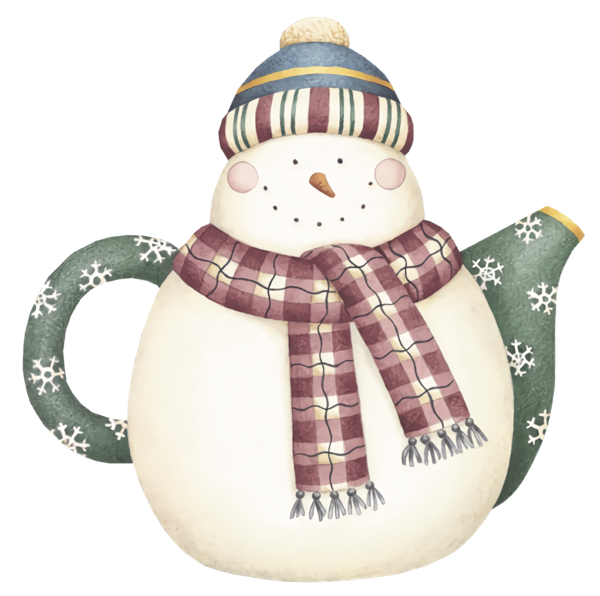 Transparent christmas Snowman Teapot Holiday ornament for snowman for Christmas