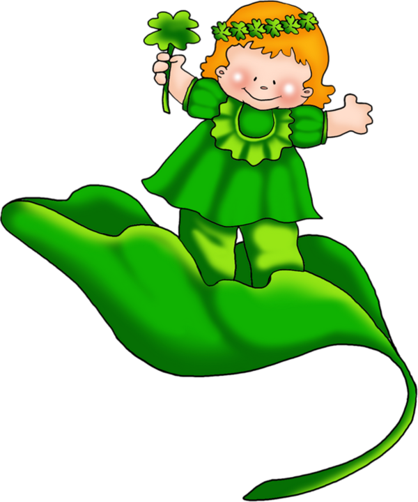 Transparent Cartoon Green Child Leaf for Christmas