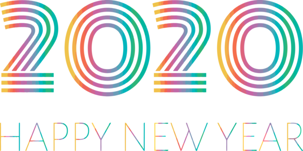 Transparent New Year 2020 Line Text Font for Happy New Year 2020 for New Year
