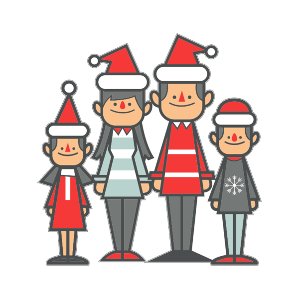 Transparent Christmas Cartoon Family for Christmas