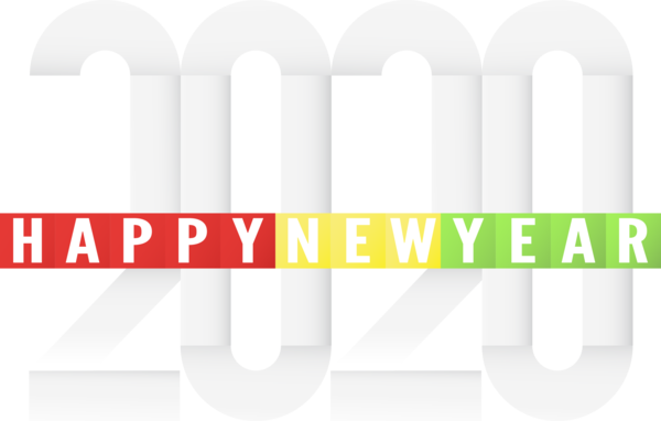 Transparent New Year 2020 Text Line Logo for Happy New Year 2020 for New Year
