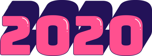 Transparent New Year 2020 Text Font Pink for Happy New Year 2020 for New Year