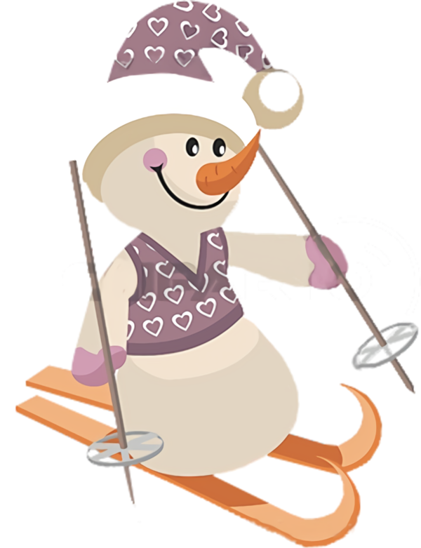 Transparent christmas Skier Cartoon Recreation for snowman for Christmas
