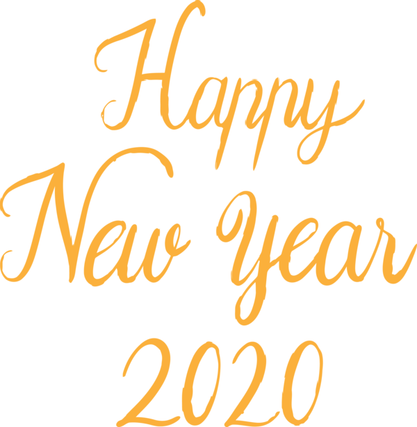 Transparent New Year 2020 Font Text Calligraphy for Happy New Year 2020 for New Year