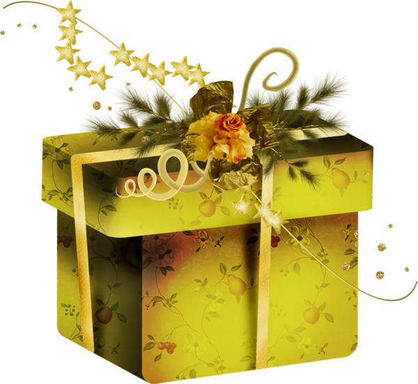 Transparent christmas Yellow Present Gift wrapping for Christmas Gift for Christmas