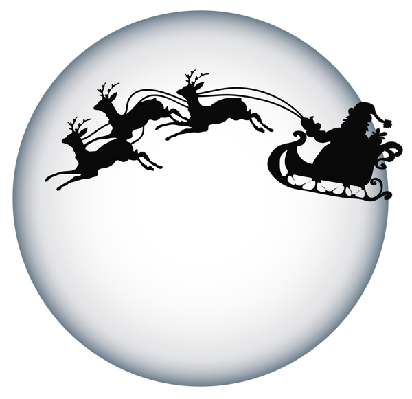 Transparent Santa Claus Christmas Sled Silhouette Black And White for Christmas