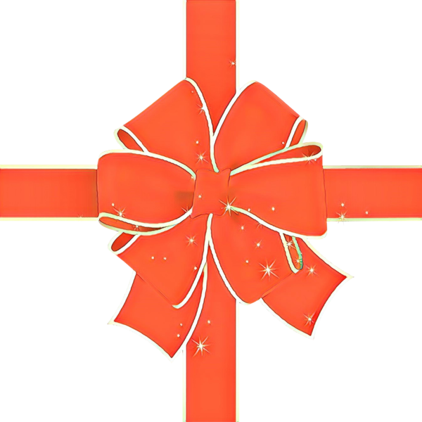 Transparent Gift Ribbon Santa Claus Red Orange for Christmas