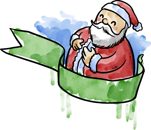 Transparent Santa Claus Christmas Watercolor Painting Plant Garden Gnome for Christmas