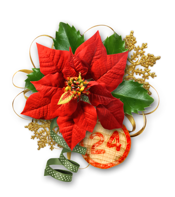 Transparent christmas Flower Poinsettia Red for Christmas Ornament for Christmas