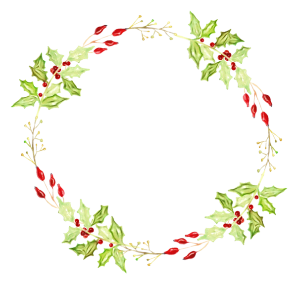 Transparent Wreath Watercolor Painting Christmas Day Holly Leaf for Christmas