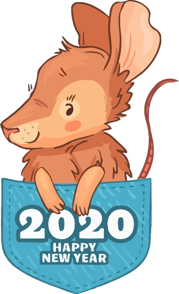 Transparent New Year Cartoon Line for Party Animal for New Year