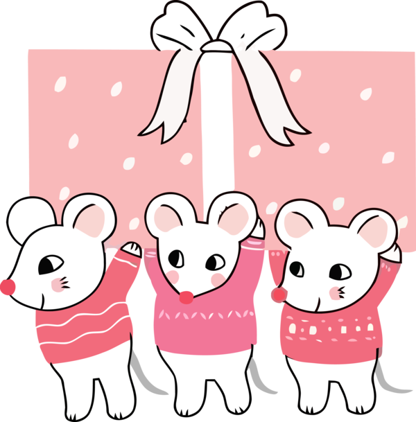 Transparent New Year Pink Cartoon Line for Party Animal for New Year