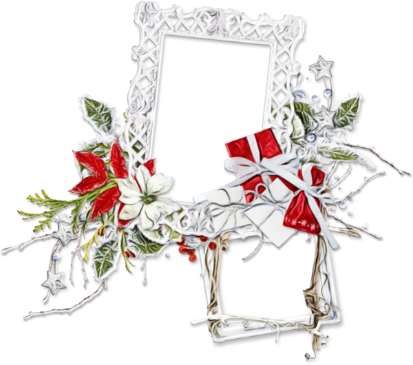 Transparent Floral Design Christmas Ornament Cut Flowers Picture Frame Holly for Christmas