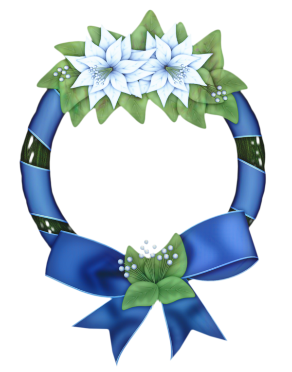 Transparent Wreath Cut Flowers Ribbon Blue for Christmas