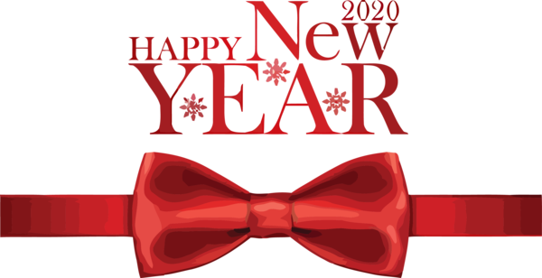 Transparent new-year Red Bow tie Ribbon for Happy New Year 2020 for New Year