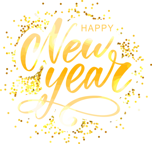 Transparent new-year Text Font Yellow for Happy New Year for New Year