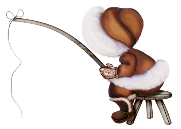 Transparent North Pole Fishing Santa Claus Cartoon for Christmas