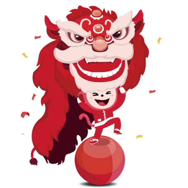 Transparent Lion Dance Chinese New Year Cartoon Smile for New Year
