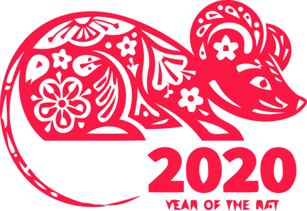 Transparent new-year Font Line art Sticker for Happy New Year 2020 for New Year